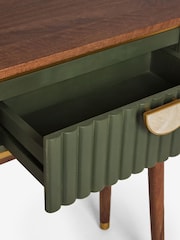 Clarke & Clarke Ribbed Green Mango Wood Calisto Console Table - Image 8 of 8