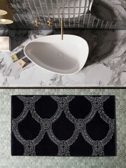 Ted Baker Black/White 100% Cotton Braid Bath Mat - Image 1 of 2