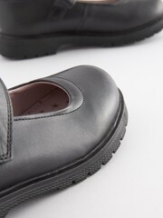 Black Wide Fit (G) School Leather Chunky Mary Jane Shoes - Image 4 of 6