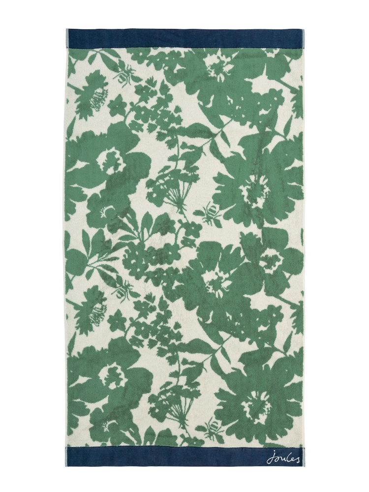 Joules Green Aplarist Floral 100% Cotton Towel - Image 2 of 2