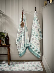 Joules Aqua 100% Cotton Collector Geo Bath Mat - Image 1 of 1