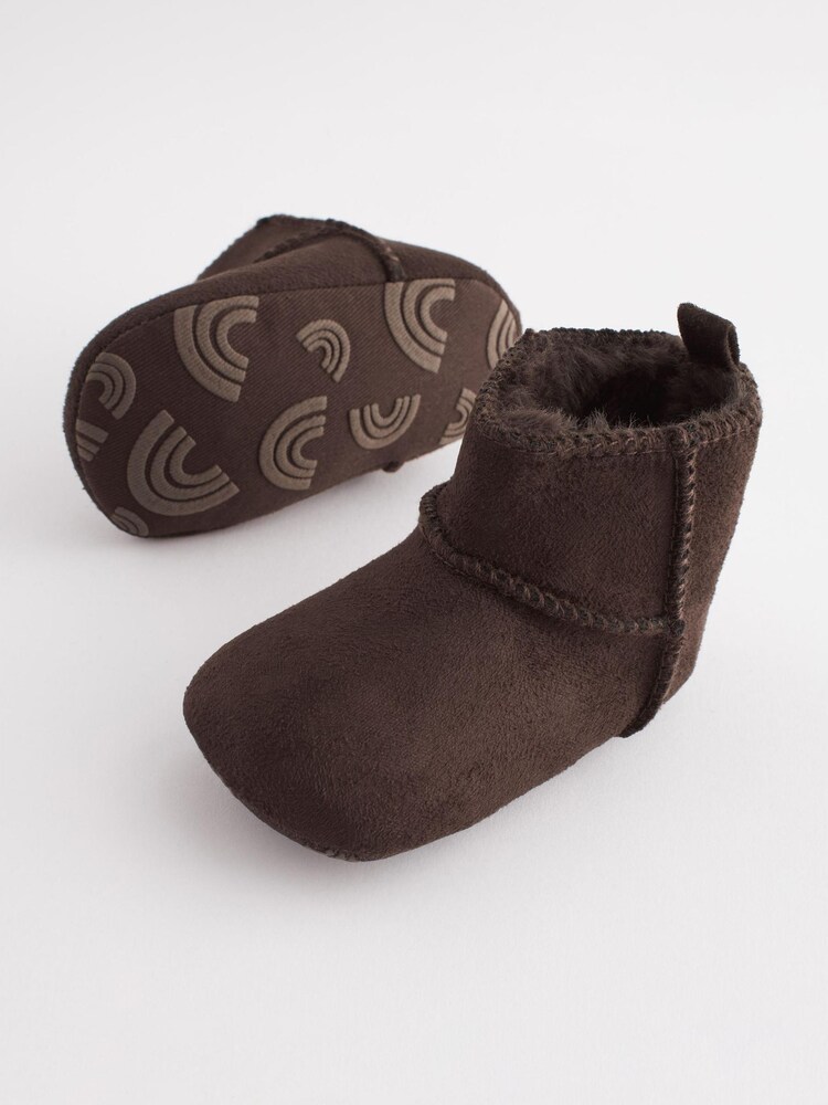 Marron chocolat - Bottes à enfiler pour bébé, doublées et chaudes (0-24mths) - Image 3 of 5