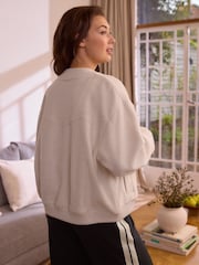 Ecru Fleece Bomber Jacket - Image 3 of 6