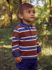 JoJo Maman Bébé Brown Boys' Stripe Rugby Top - Image 1 of 4
