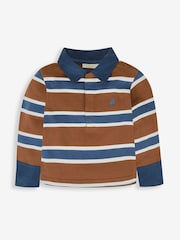 JoJo Maman Bébé Brown Boys' Stripe Rugby Top - Image 2 of 4