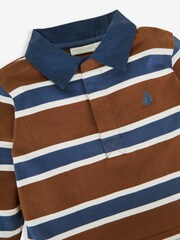 JoJo Maman Bébé Brown Boys' Stripe Rugby Top - Image 3 of 4