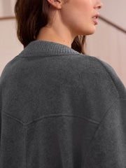 Charcoal Grey Fleece Bomber Jacket - Image 3 of 5