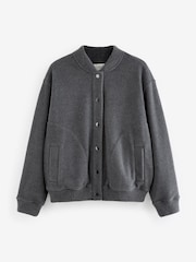 Charcoal Grey Fleece Bomber Jacket - Image 4 of 5