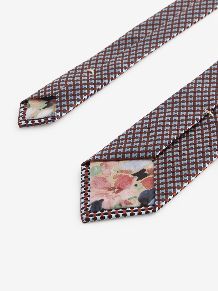 Rust Brown/Blue Textured Signature Made In Italy Tie - Image 3 of 3 Rust Brown/Blue Textured Signature Made In Italy Tie - Image 3 of 3