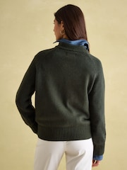 Joules Jonty Dark Green Intarsia Fox Knit Jumper - Image 2 of 8