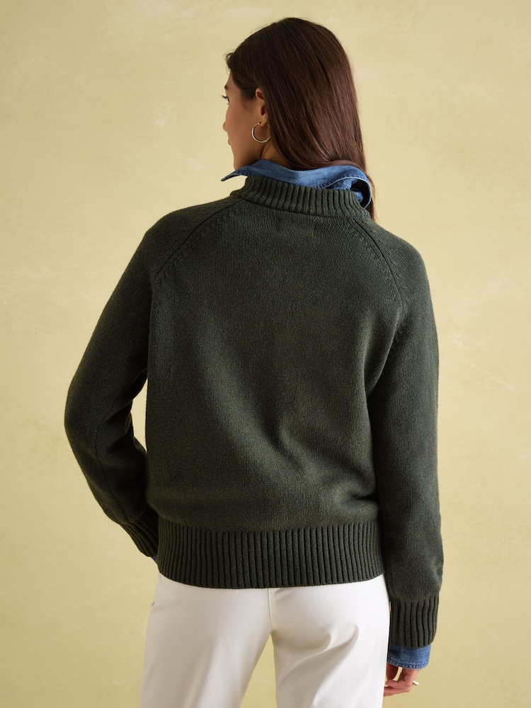 Joules Jonty Dark Green Intarsia Fox Knit Jumper - Image 2 of 8