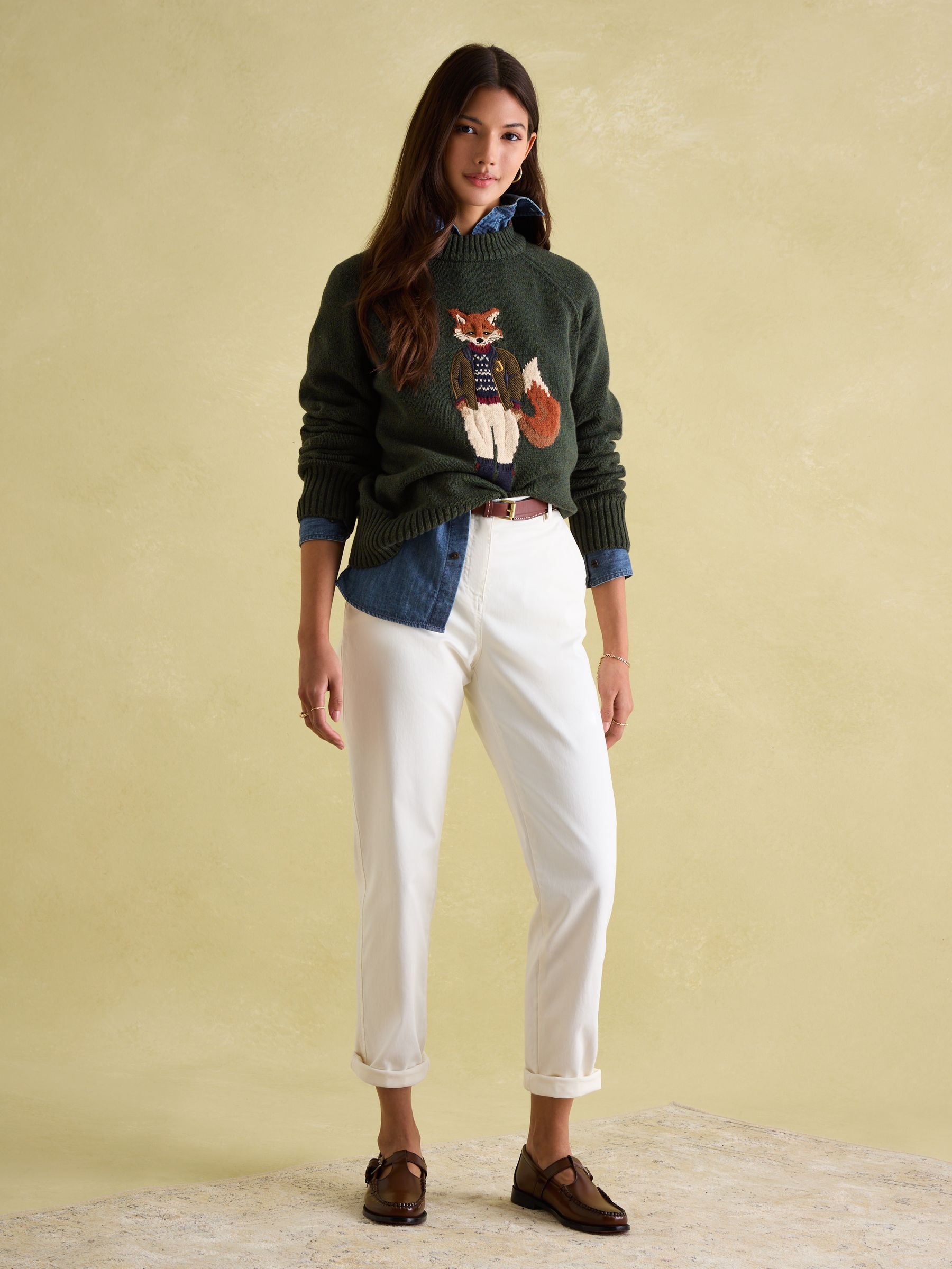 Buy Joules Jonty Dark Green Intarsia Fox Knit Jumper from Next Canada