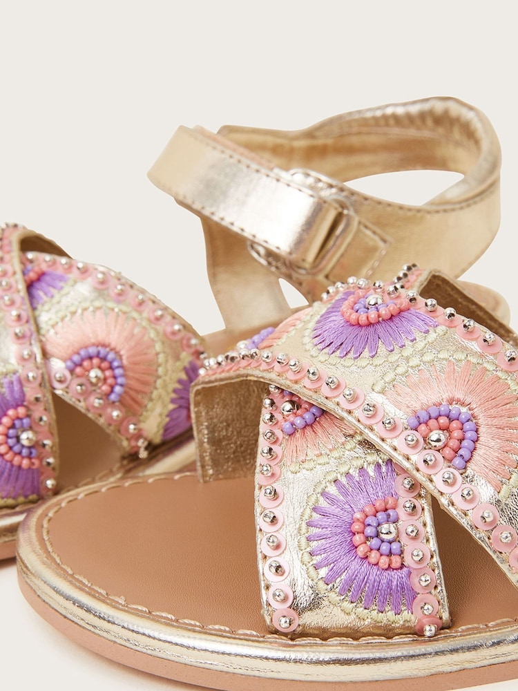 Monsoon Gold Beaded Fan Sandals - Image 3 of 3
