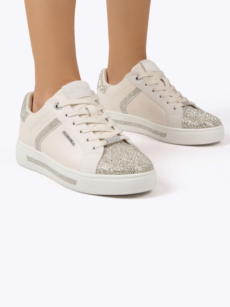Carvela White/Light Pink Daze Jewel Trainers - Image 1 of 5