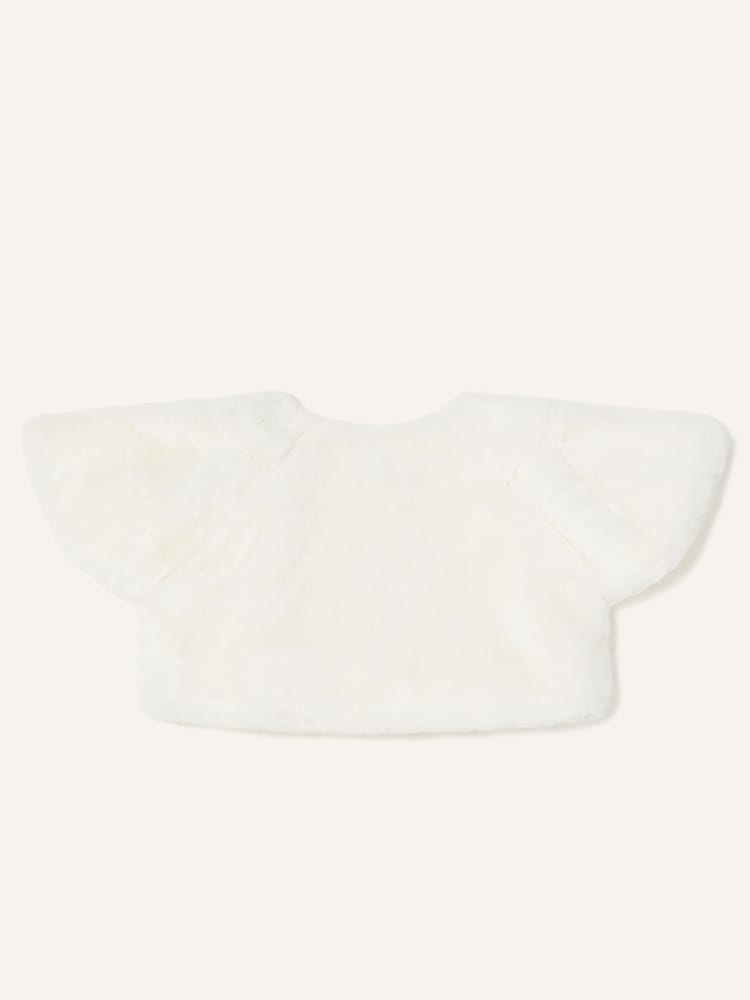 Monsoon White Faux Fur Baby Cardigan - Image 2 of 3