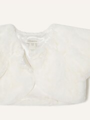 Monsoon White Faux Fur Baby Cardigan - Image 3 of 3