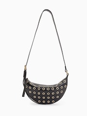 AllSaints Black Half Moon Eyelet Bag - Image 2 of 7