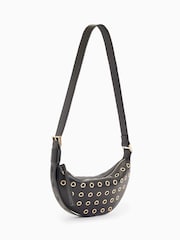 AllSaints Black Half Moon Eyelet Bag - Image 4 of 7