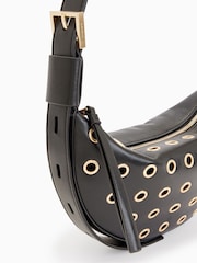 AllSaints Black Half Moon Eyelet Bag - Image 5 of 7