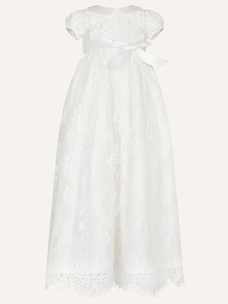 Monsoon White Baby Provenza Silk Christening Dress - Image 1 of 3