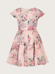 Monsoon Pink 100% Cotton Jacquard Rose Dress - Image 1 of 3