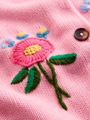 Boden Pink Puff Sleeve Cotton Cardigan - Image 6 of 7