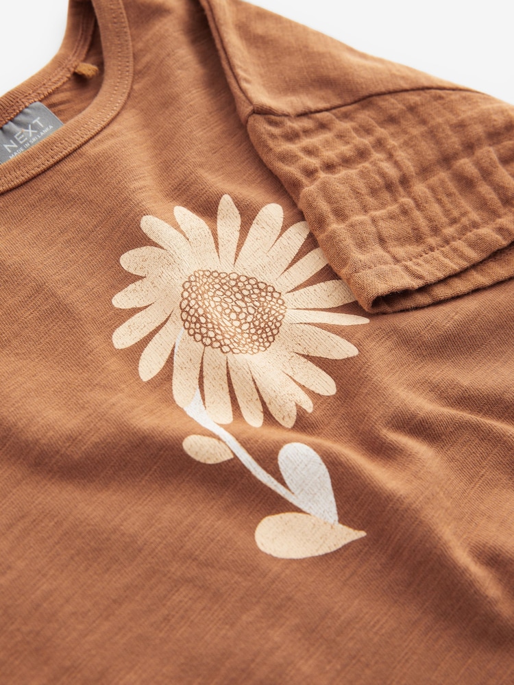 Brown Sunflower Short Sleeve T-Shirt (3mths-7yrs) - Image 7 of 7 Brown Sunflower Short Sleeve T-Shirt (3mths-7yrs) - Image 7 of 7