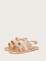 Monsoon Gold Pearl Flower Embellished Sandals - Image 1 of 3