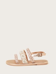 Monsoon Gold Pearl Flower Embellished Sandals - Image 2 of 3