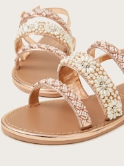 Monsoon Gold Pearl Flower Embellished Sandals - Image 3 of 3