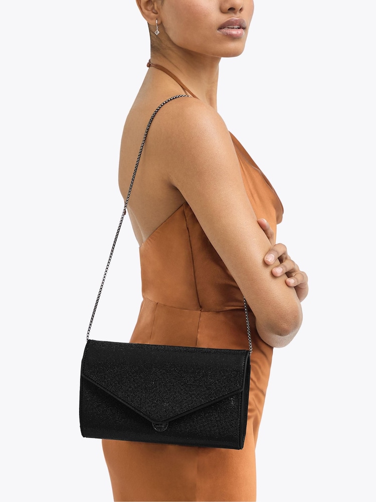 Carvela Black Spiral Envelope Embellished Clutch Bag - Image 1 of 5 Carvela Black Spiral Envelope Embellished Clutch Bag - Image 1 of 5