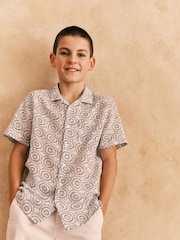 Grey Denim Texture Printed Shirt (3-16yrs) - Image 1 of 7