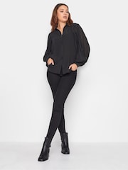 Long Tall Sally Black 100% Cotton Pleated Shirt - Image 5 of 5