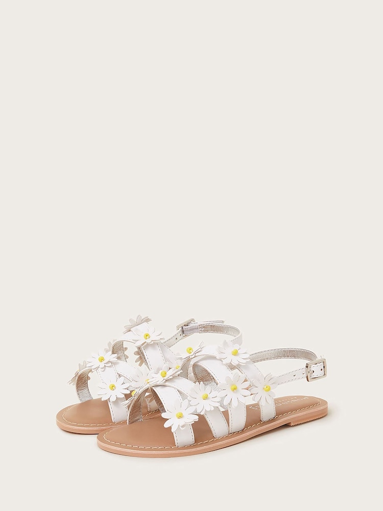 Monsoon White Daisy Strap Sandals - Image 1 of 3