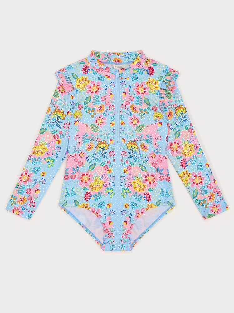 Monsoon Blue Floral Swimsuit - Image 2 of 4 Monsoon Blue Floral Swimsuit - Image 2 of 4