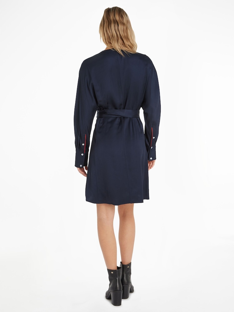 Tommy Hilfiger Blue Round Neck Shirt Dress - Image 2 of 6 Tommy Hilfiger Blue Round Neck Shirt Dress - Image 2 of 6