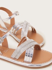 Monsoon Silver Diamanté Cross-Over Sandals - Image 3 of 3