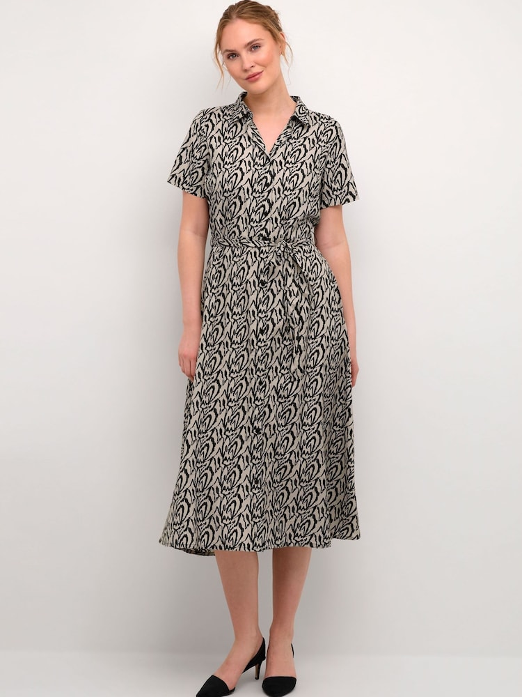Kaffe Yellow Loraina Short Sleeve Shirt Dress - Image 1 of 6