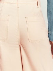 Boden Cream Cotton Wide Leg Culotte Jeans - Image 4 of 5