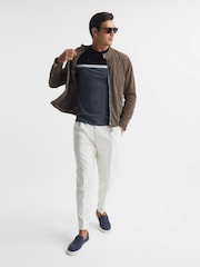 Reiss Airforce Blue/Navy Max Mercerised Cotton Colourblock T-Shirt - Image 3 of 5