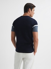 Reiss Airforce Blue/Navy Max Mercerised Cotton Colourblock T-Shirt - Image 5 of 5