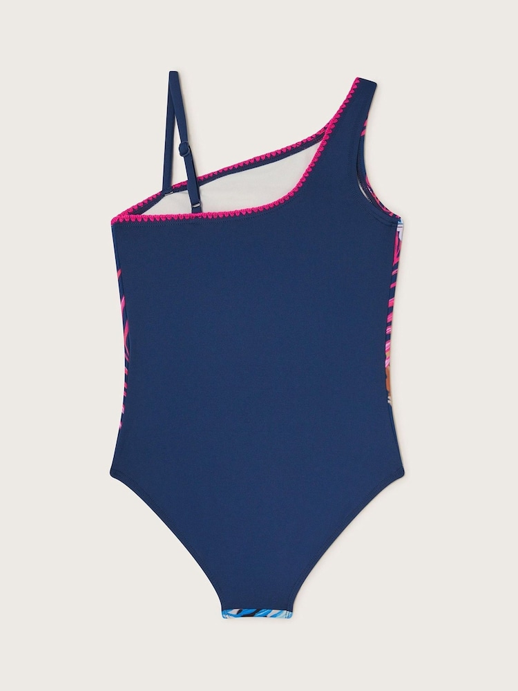 Monsoon Blue Asymmetric Leopard Print Swimsuit - Image 2 of 3 Monsoon Blue Asymmetric Leopard Print Swimsuit - Image 2 of 3