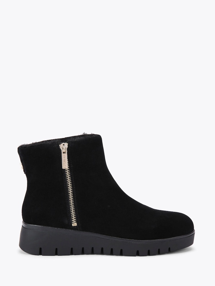 Carvela Black Bello Suede Zip Ankle Boots - Image 2 of 5 Carvela Black Bello Suede Zip Ankle Boots - Image 2 of 5