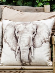 Evans Lichfield White Safari Elephant Printed Polyester Filled Cushion - Image 1 of 3