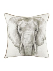 Evans Lichfield White Safari Elephant Printed Polyester Filled Cushion - Image 2 of 3