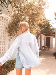White Linen Look Casual Summer Shirt - Image 3 of 6