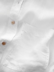 White Linen Look Casual Summer Shirt - Image 6 of 6
