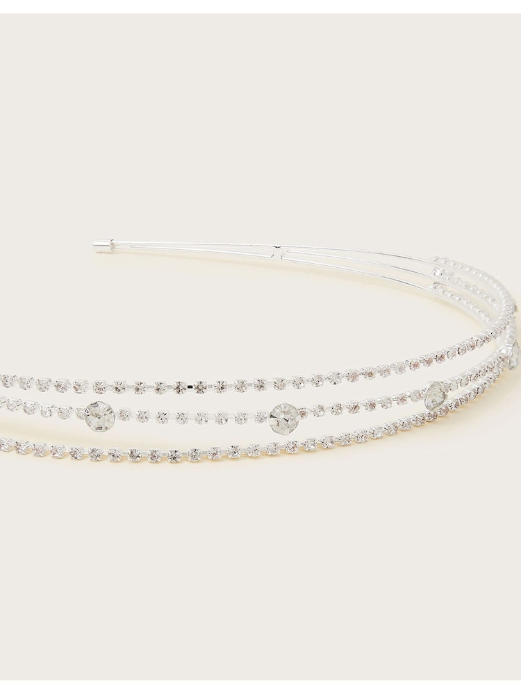 Monsoon Silver Tone Trio Sparkle Bridesmaid Headband - Image 2 of 2 Monsoon Silver Tone Trio Sparkle Bridesmaid Headband - Image 2 of 2