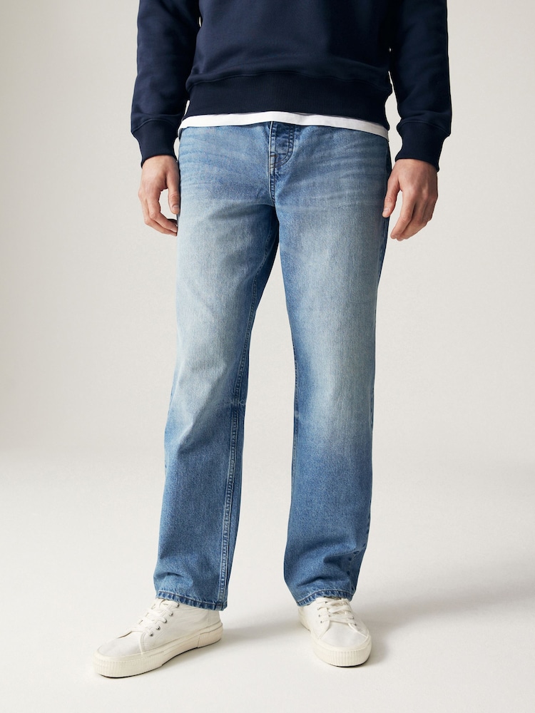 Blue Light Relaxed Fit 100% Cotton Authentic Jeans - Image 1 of 12