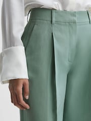 Reiss Teal Talia Linen Blend Wide Leg Trousers - Image 4 of 5